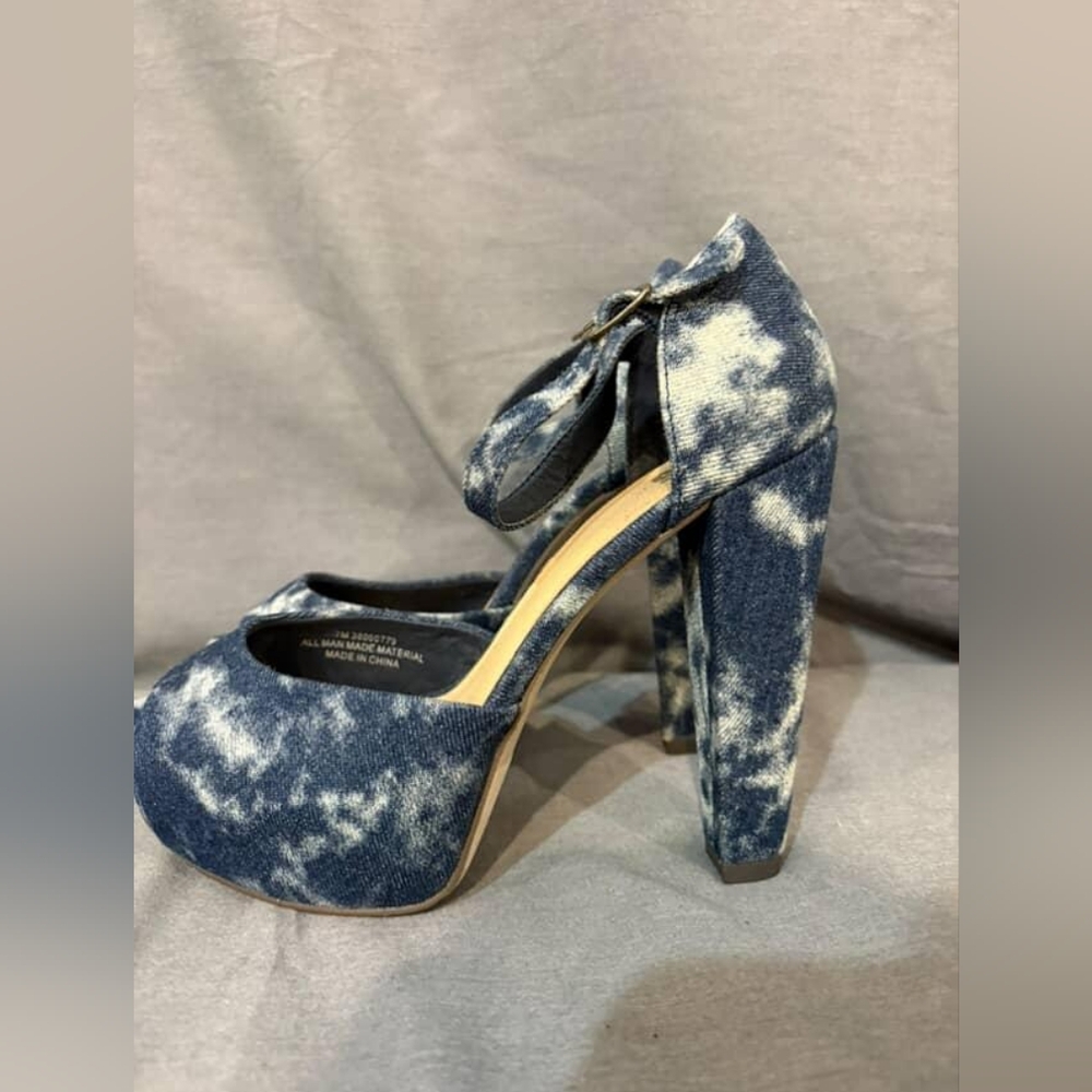 Stylish Blue Denim Platform Heels